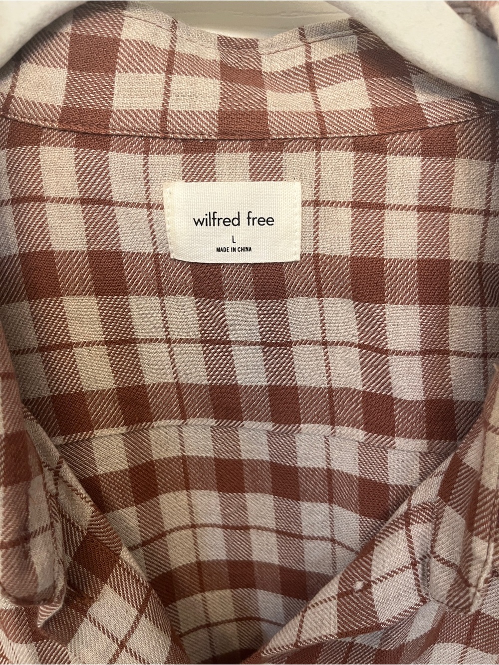 Aritzia Wilfred Free Women’s Rust Plaid Button-Up Shirt size L - Picture 3 of 3